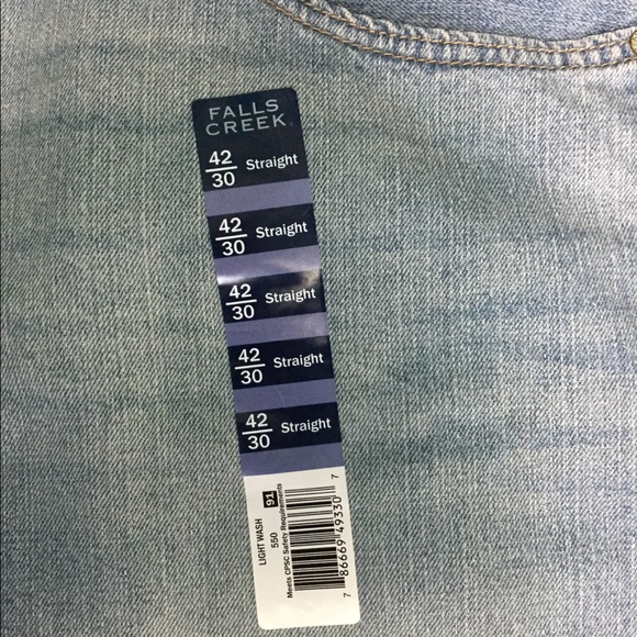 Falls Creek 42/30 Blue Jeans Denim Straight NWT - Picture 3 of 6